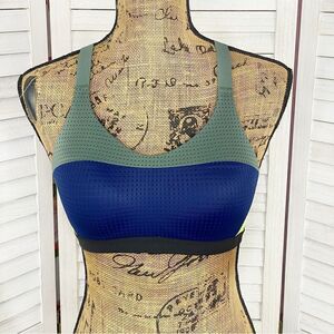 Victoria’s Secret Sport Color Block Lightweight Sports Bra Olive Green Blue 34B